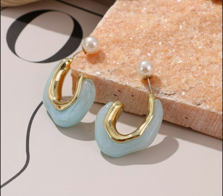 Resin Half Hoop Stud Earrings