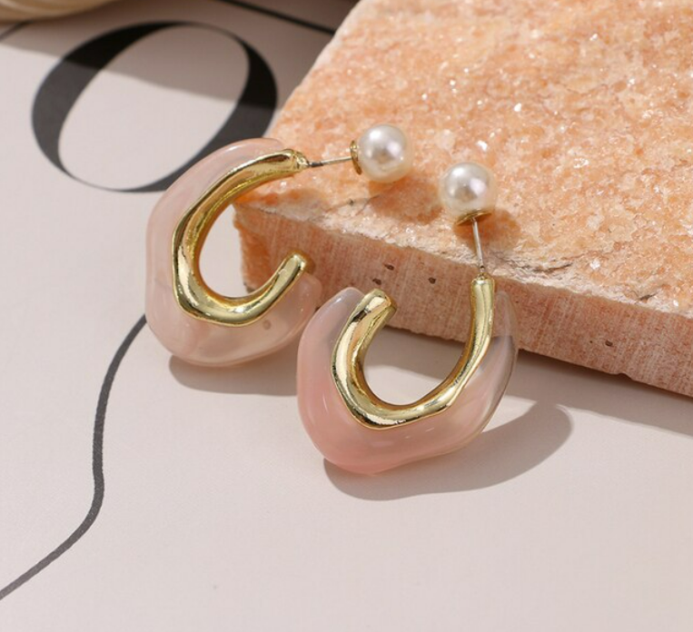 Resin Half Hoop Stud Earrings